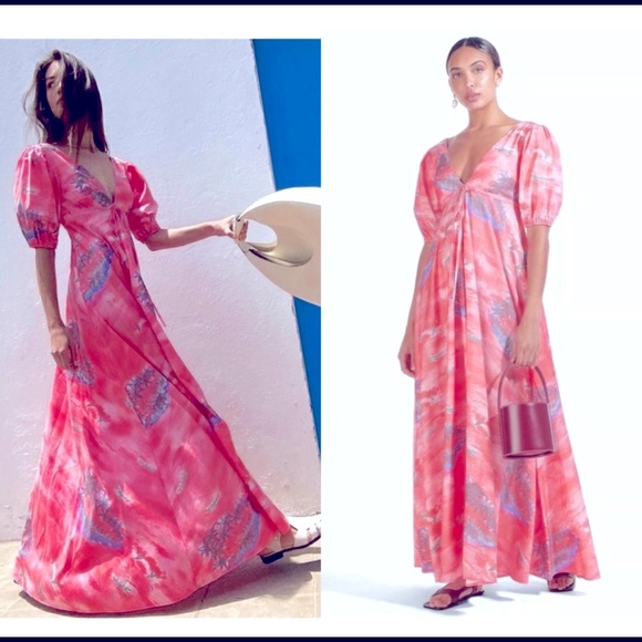 STAUD Dresses & Skirts - Staud “Amaretti” Dress in Island Pink/Blue 🌟BNWT🌟